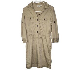 Loft Utility Cotton Cargo Dress Size XS Khaki Color